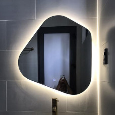 Зеркало прямоугольное в ванную асимметричной формы со светодиодной LED-подсветкой Элегант 